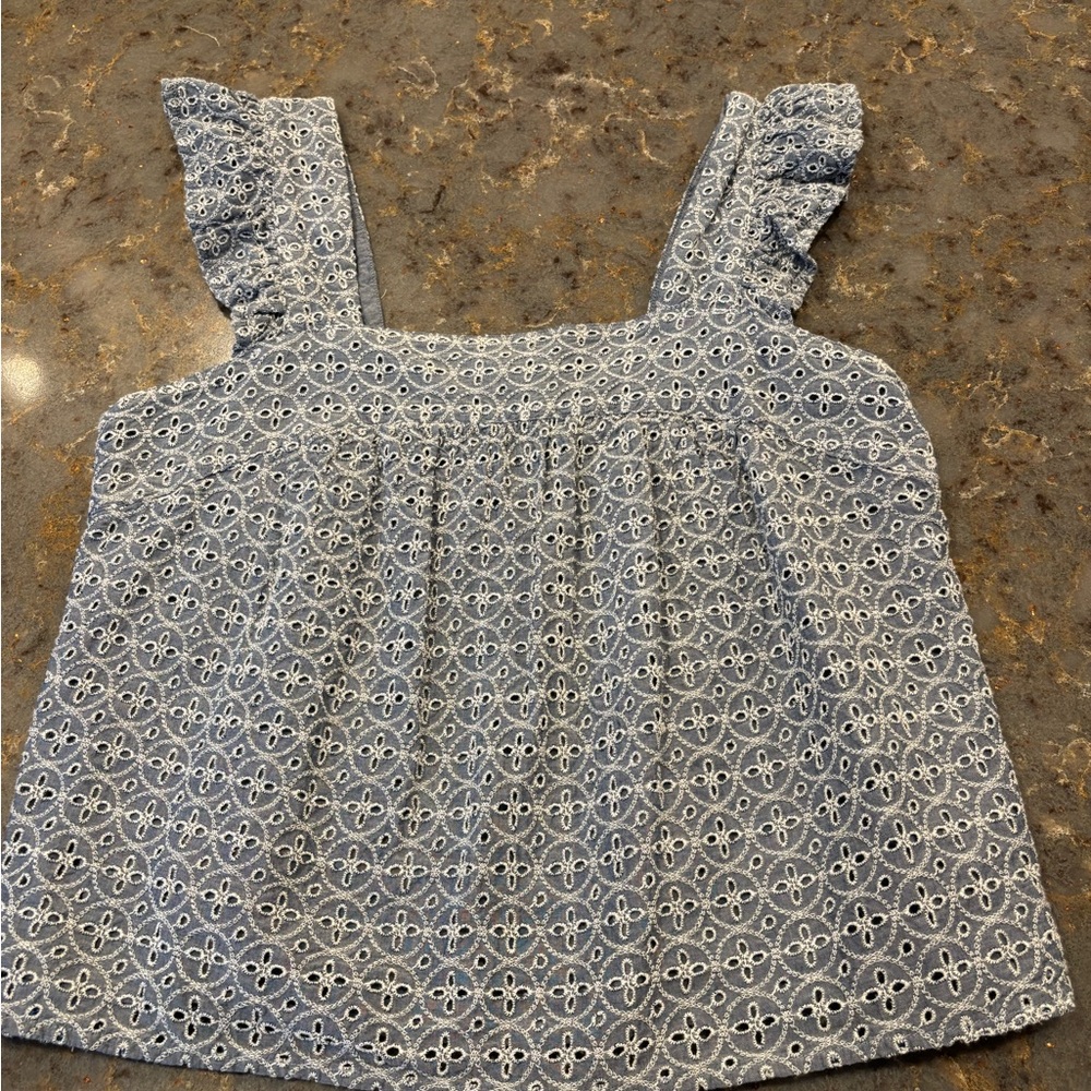 Blue Eyelet Sleeveless Top